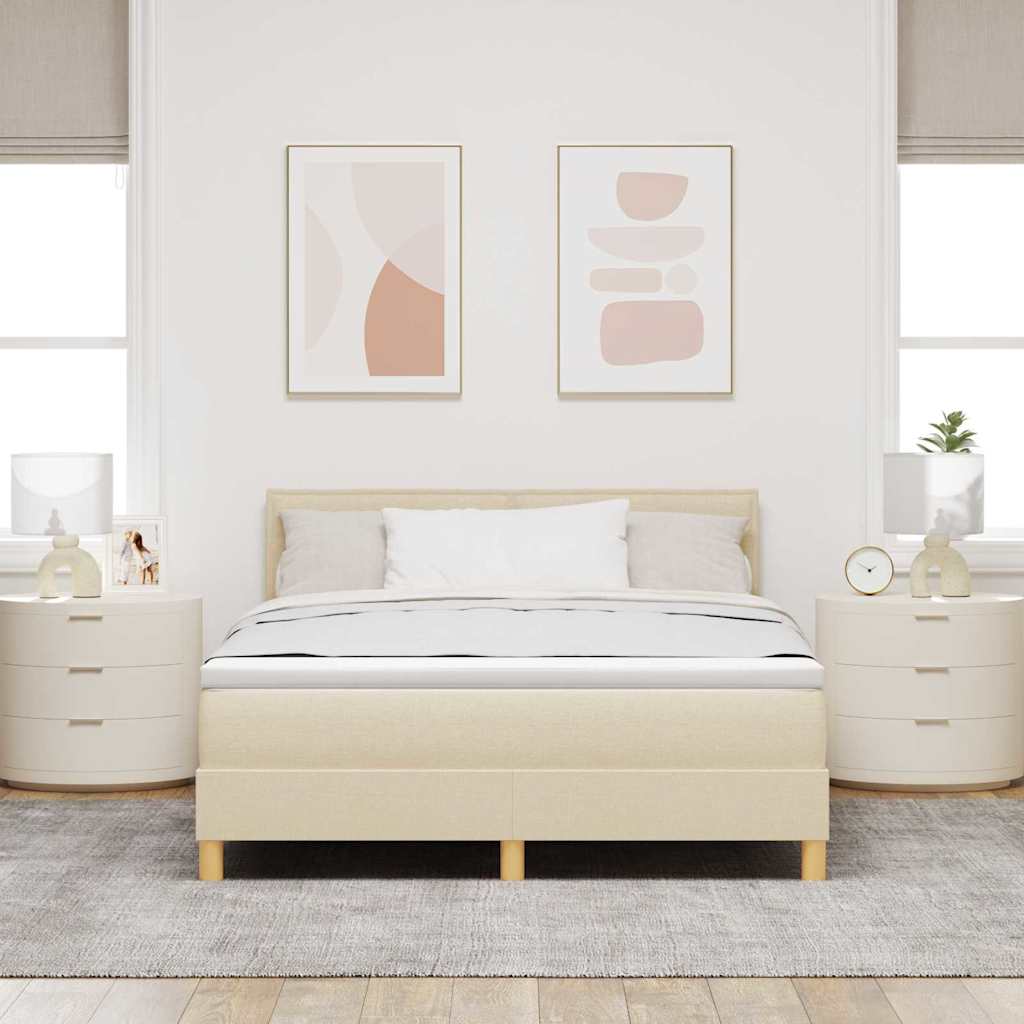 vidaXL Łóżko sprężynowe z poduszką Kremowy 160 x 200 cm tkanina