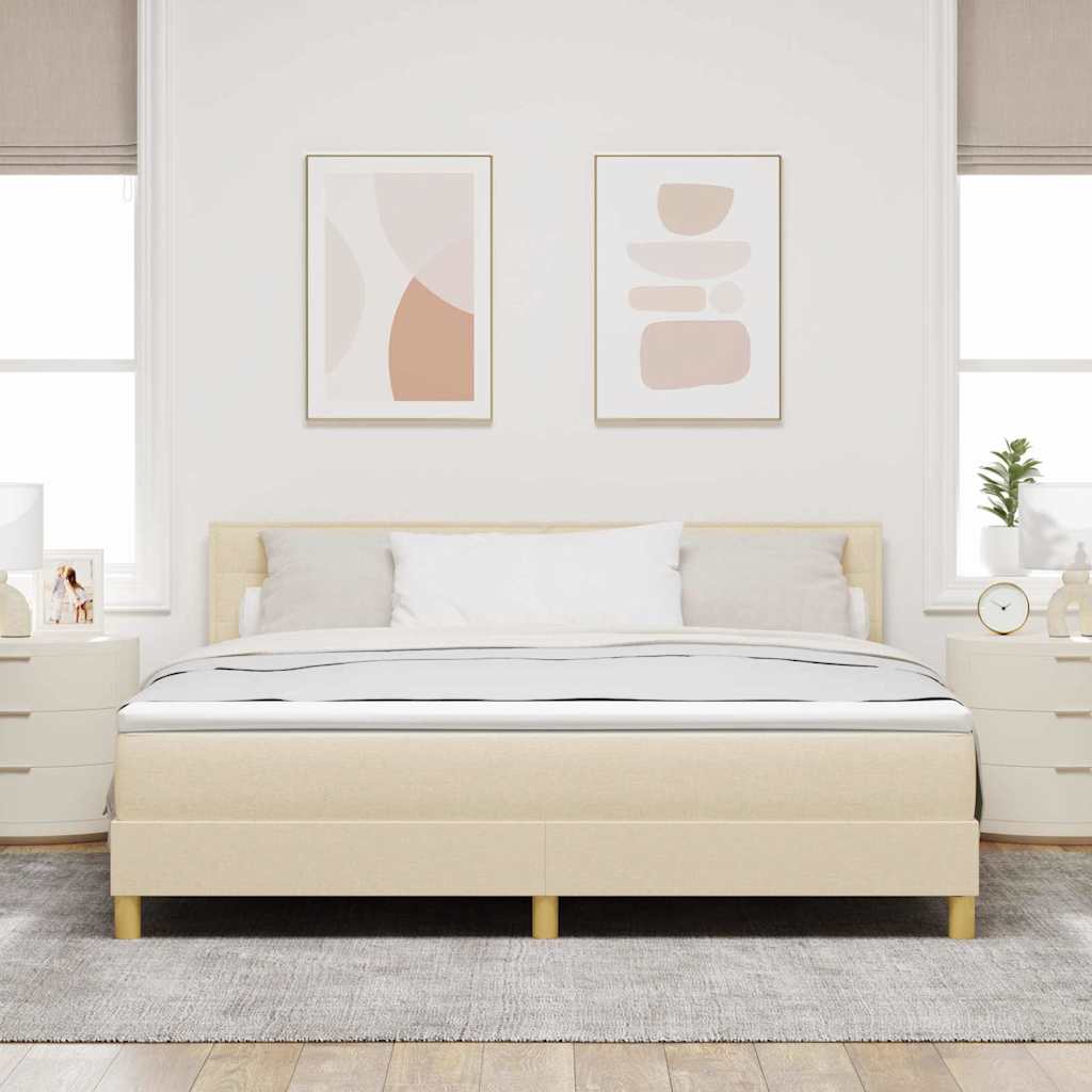 vidaXL Łóżko sprężynowe z poduszką Kremowy 180 x 200 cm tkanina