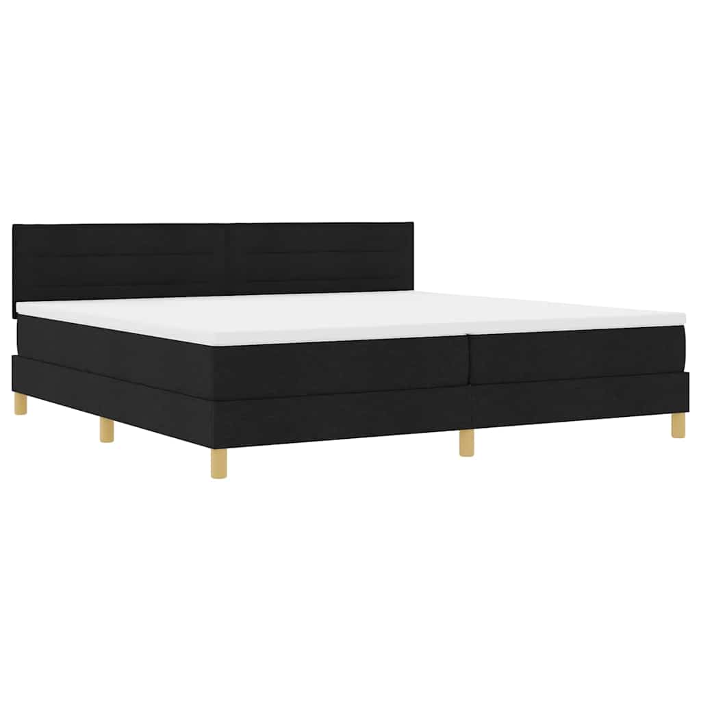 vidaXL Łóżko sprężynowe z poduszką Czarny 200 x 200 cm tkanina