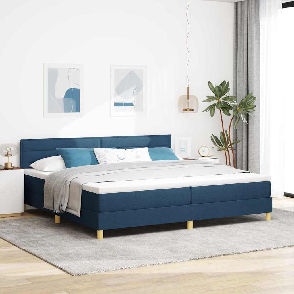 vidaXL Łóżko sprężynowe z poduszką Niebieski 200 x 200 cm tkanina
