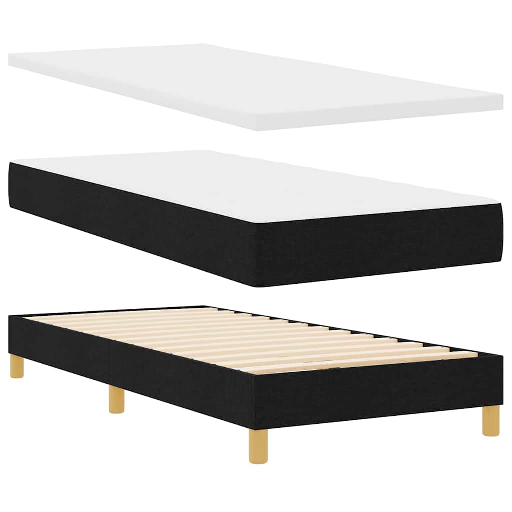 vidaXL Łóżko sprężynowe z poduszką Czarny 80 x 200 cm tkanina