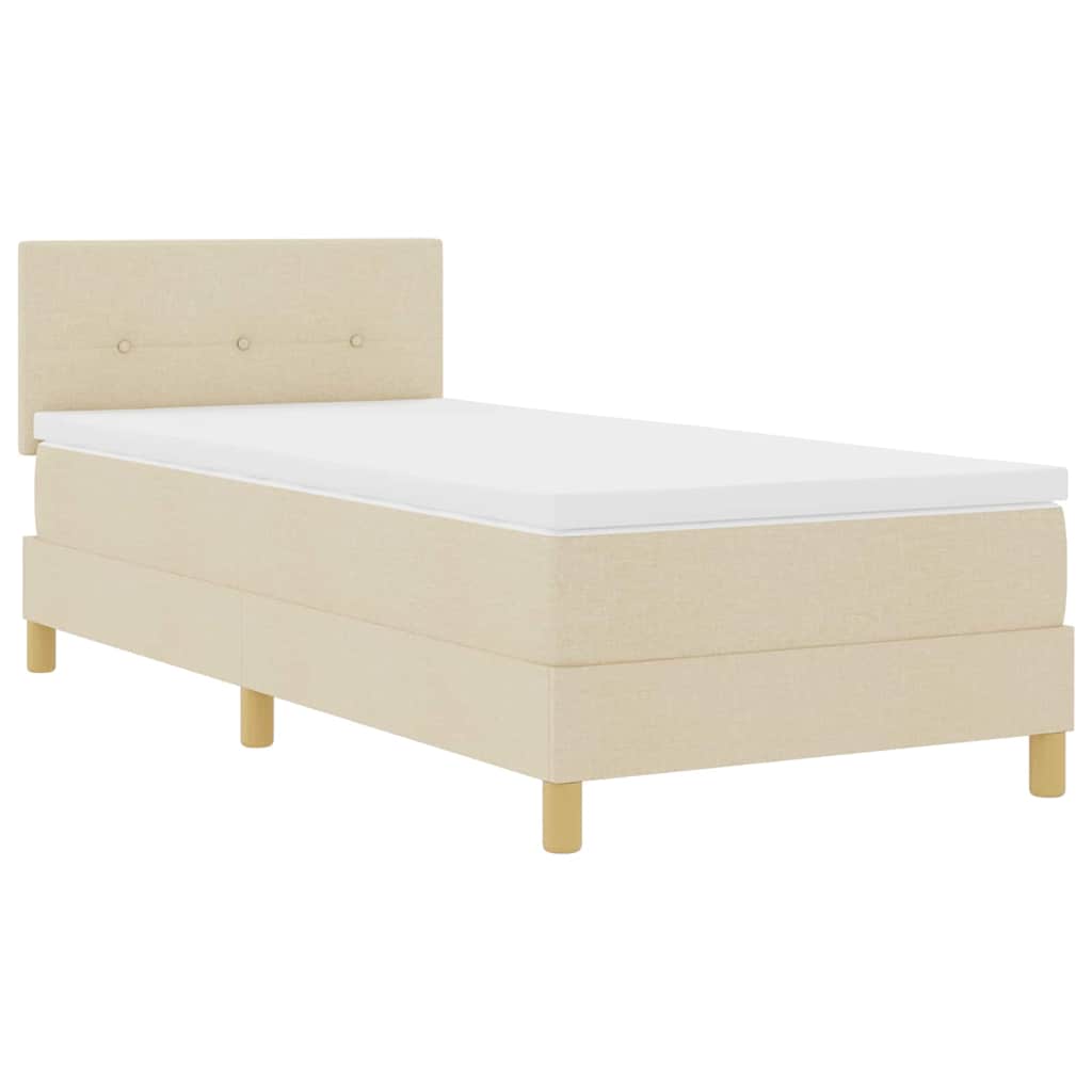 vidaXL Łóżko sprężynowe z poduszką Kremowy 90 x 190 cm tkanina