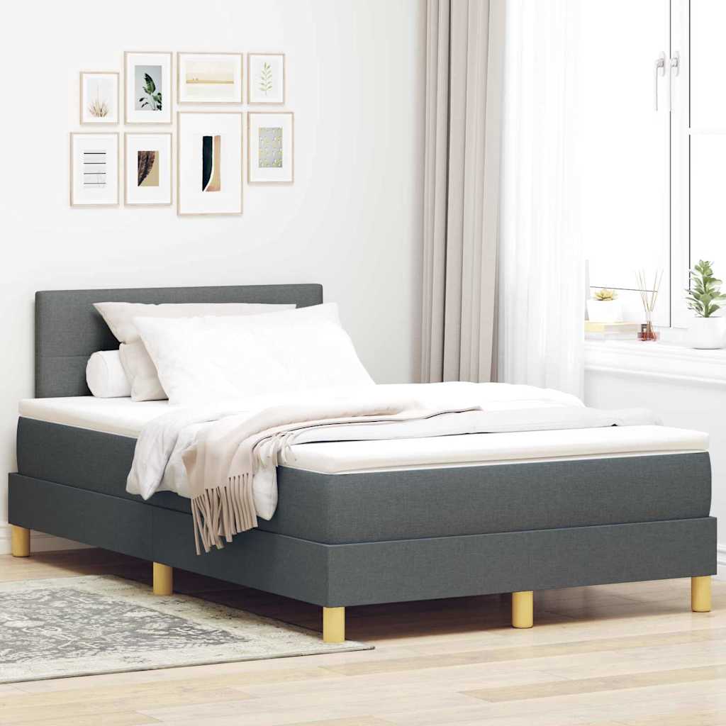 vidaXL Łóżko sprężynowe z poduszką Ciemnoszary 120 x 200 cm tkanina