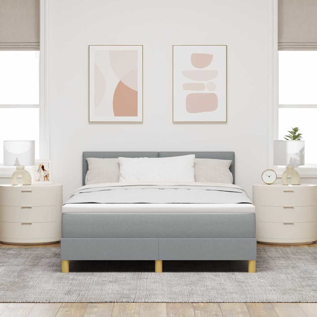 vidaXL Łóżko sprężynowe z poduszką Jasnoszary 140 x 200 cm tkanina