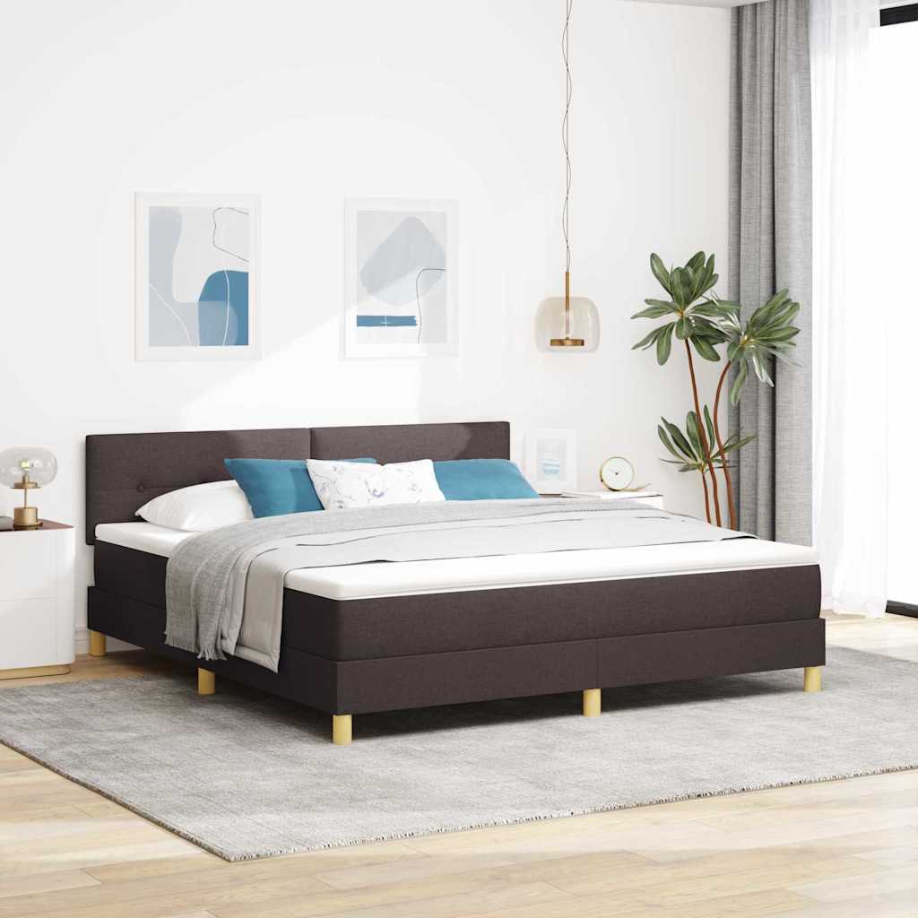 vidaXL Łóżko sprężynowe z poduszką Ciemny brąz 180 x 200 cm tkanina