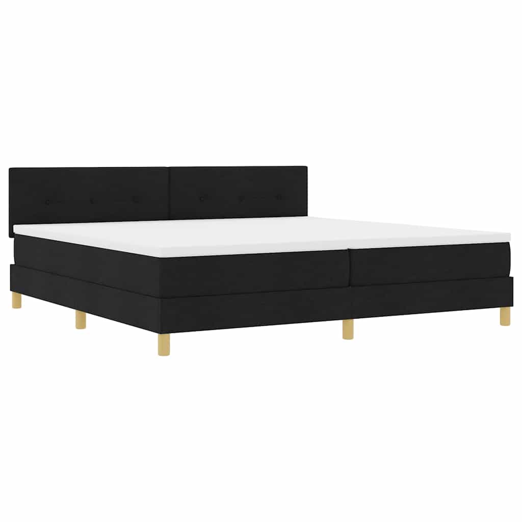vidaXL Łóżko sprężynowe z poduszką Czarny 200 x 200 cm tkanina