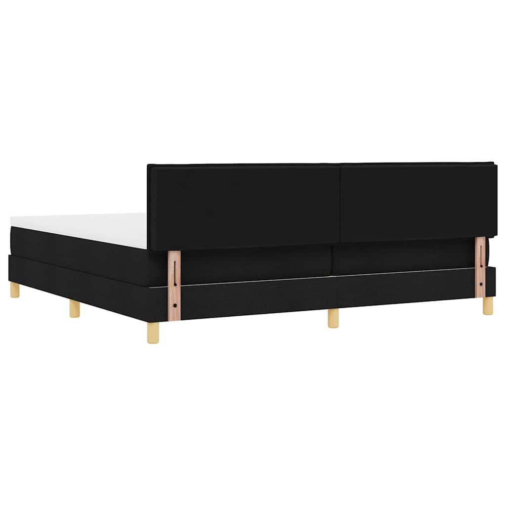 vidaXL Łóżko sprężynowe z poduszką Czarny 200 x 200 cm tkanina