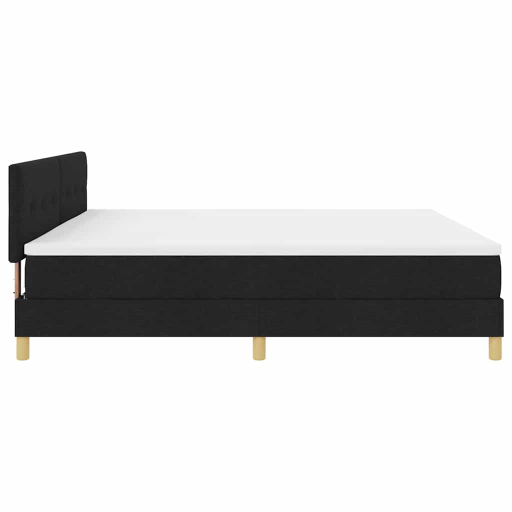 vidaXL Łóżko sprężynowe z poduszką Czarny 200 x 200 cm tkanina