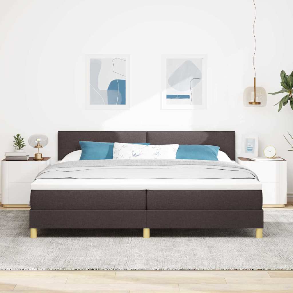 vidaXL Łóżko sprężynowe z poduszką Ciemny brąz 200 x 200 cm tkanina