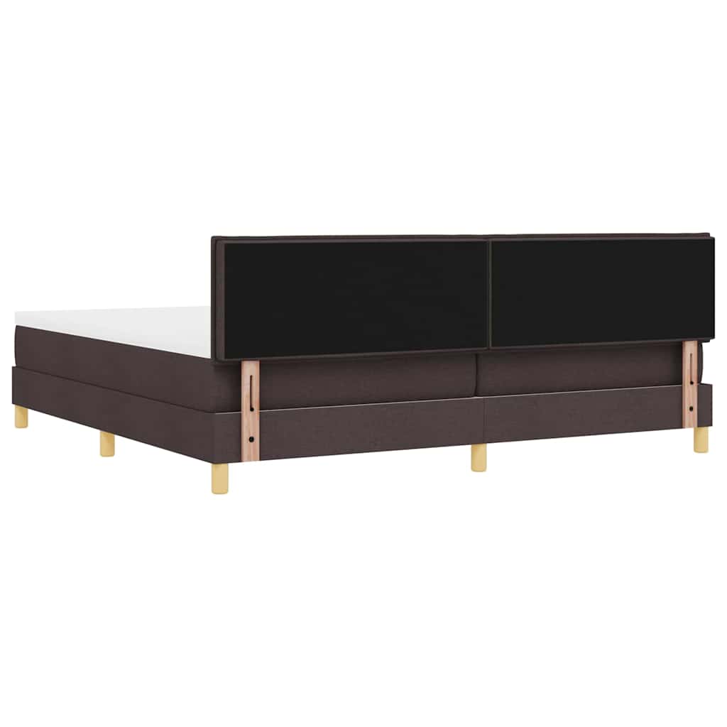 vidaXL Łóżko sprężynowe z poduszką Ciemny brąz 200 x 200 cm tkanina