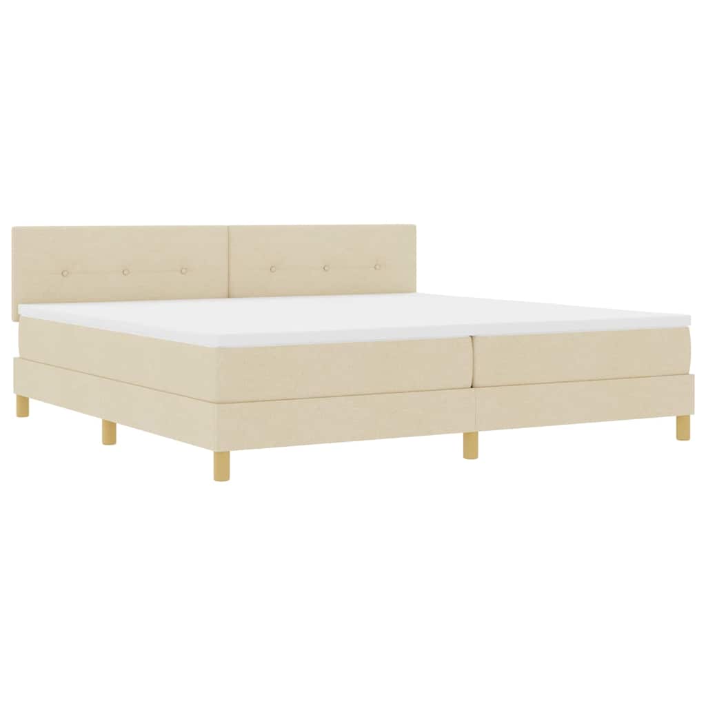 vidaXL Łóżko sprężynowe z poduszką Kremowy 200 x 200 cm tkanina