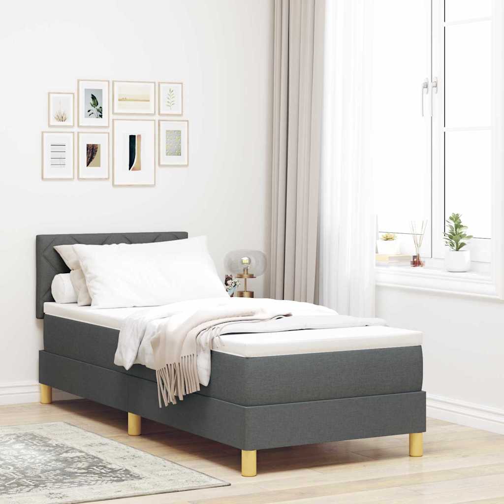 vidaXL Łóżko sprężynowe z poduszką Ciemnoszary 80 x 200 cm tkanina