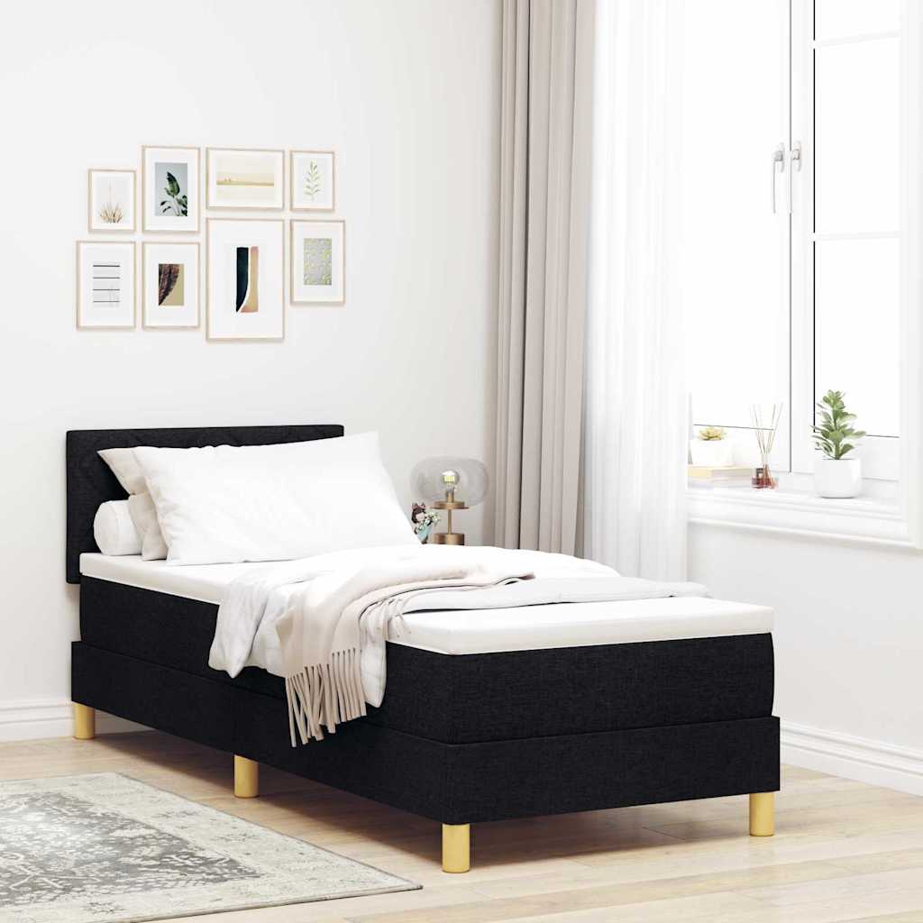 vidaXL Łóżko sprężynowe z poduszką Czarny 80 x 200 cm tkanina