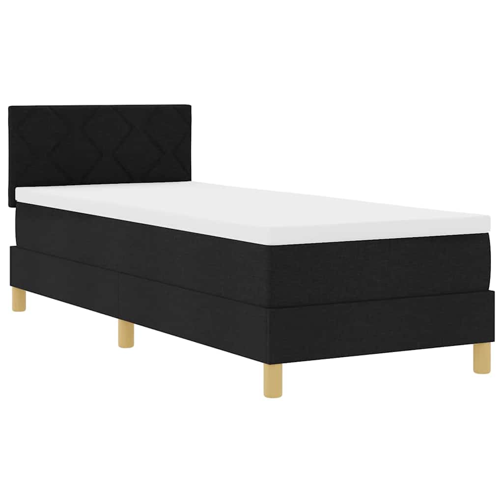 vidaXL Łóżko sprężynowe z poduszką Czarny 80 x 200 cm tkanina