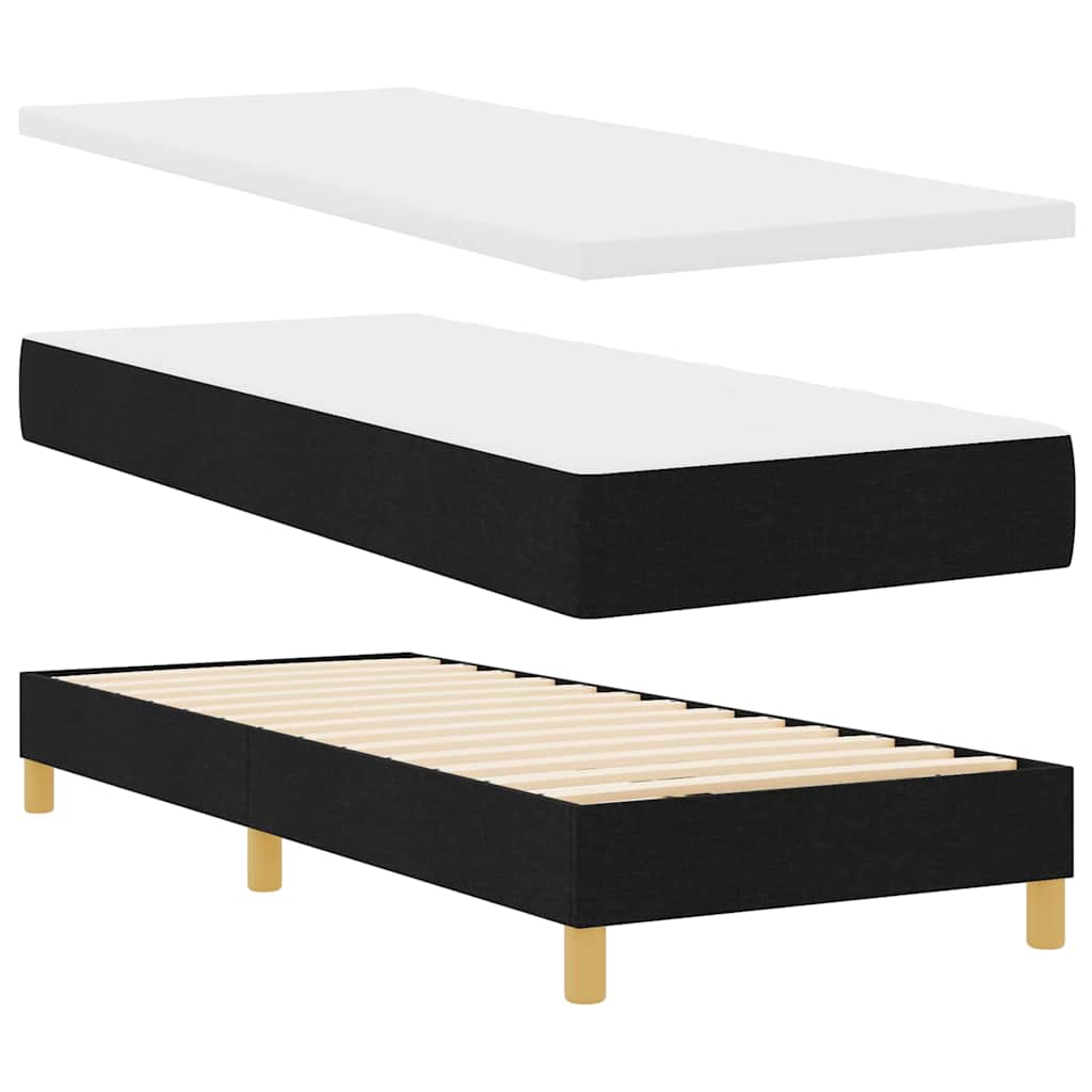 vidaXL Łóżko sprężynowe z poduszką Czarny 80 x 200 cm tkanina
