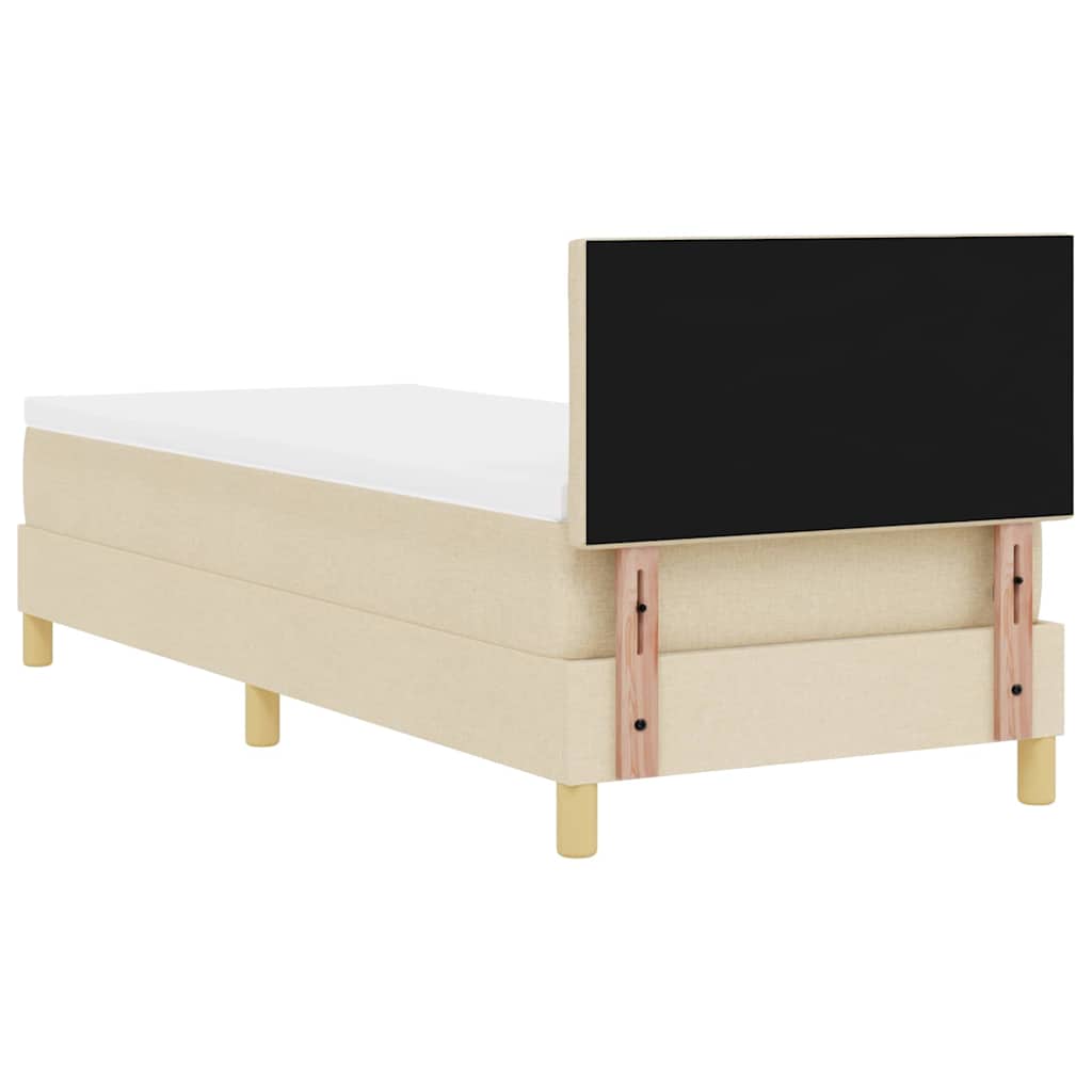 vidaXL Łóżko sprężynowe z poduszką Kremowy 80 x 200 cm tkanina
