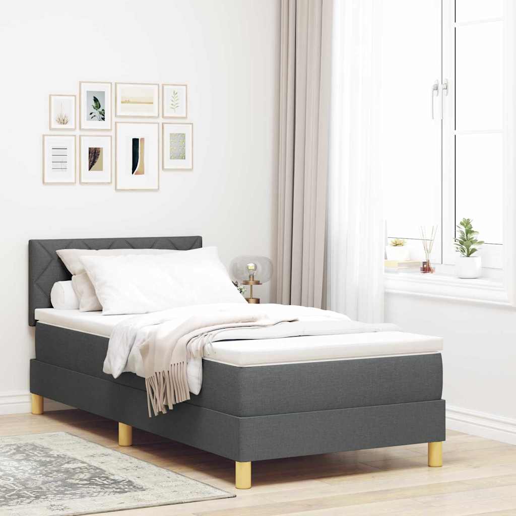 vidaXL Łóżko sprężynowe z poduszką Ciemnoszary 90 x 190 cm tkanina