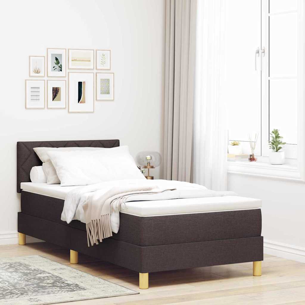 vidaXL Łóżko sprężynowe z poduszką Ciemny brąz 90 x 200 cm tkanina