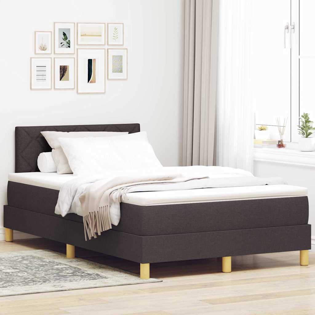 vidaXL Łóżko sprężynowe z poduszką Ciemny brąz 120 x 190 cm tkanina