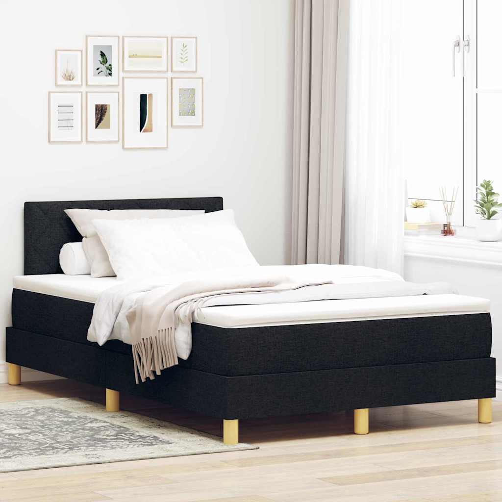 vidaXL Łóżko sprężynowe z poduszką Czarny 120 x 200 cm tkanina