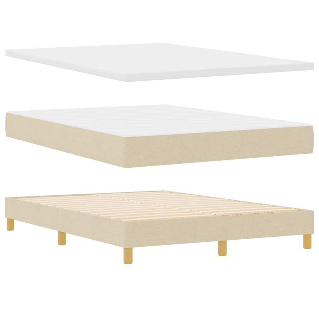 vidaXL Łóżko sprężynowe z poduszką Kremowy 140 x 200 cm tkanina
