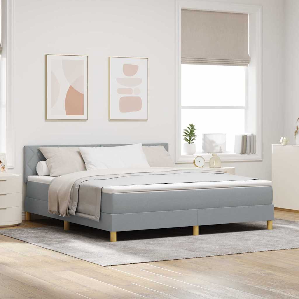 vidaXL Łóżko sprężynowe z poduszką Jasnoszary 180 x 200 cm tkanina