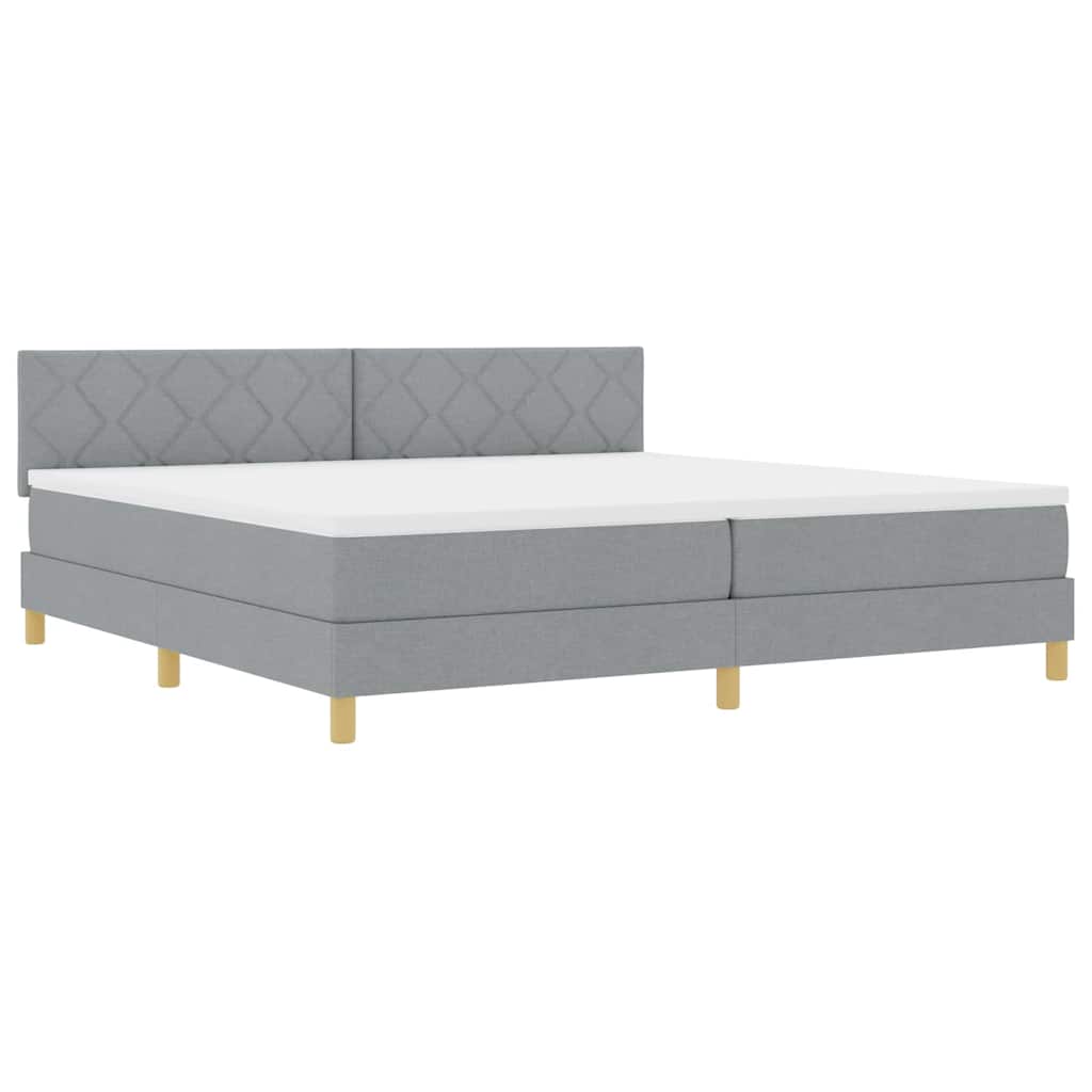 vidaXL Łóżko sprężynowe z poduszką Jasnoszary 200 x 200 cm tkanina