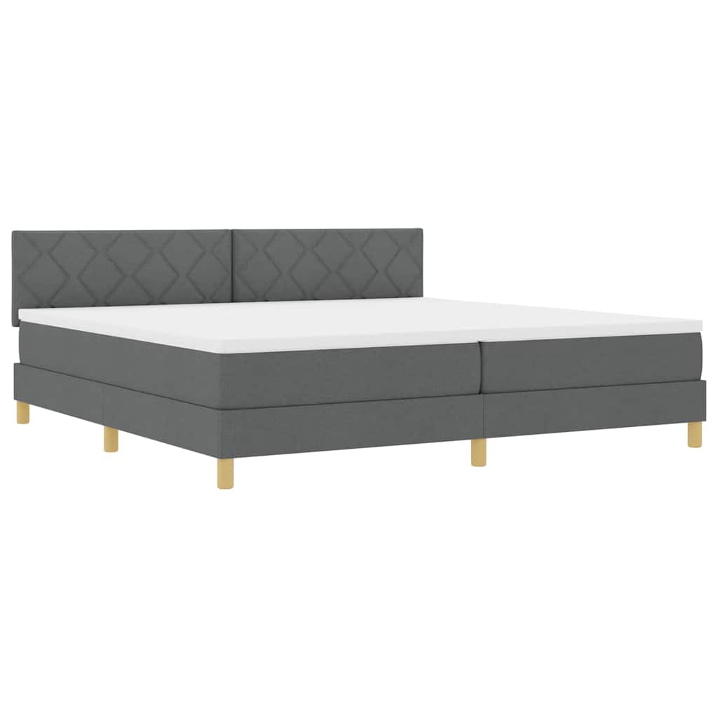 vidaXL Łóżko sprężynowe z poduszką Ciemnoszary 200 x 200 cm tkanina