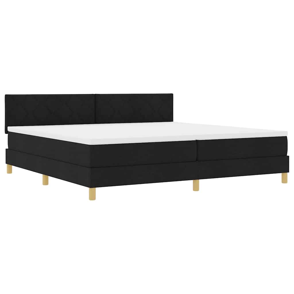 vidaXL Łóżko sprężynowe z poduszką Czarny 200 x 200 cm tkanina