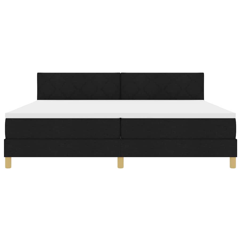 vidaXL Łóżko sprężynowe z poduszką Czarny 200 x 200 cm tkanina