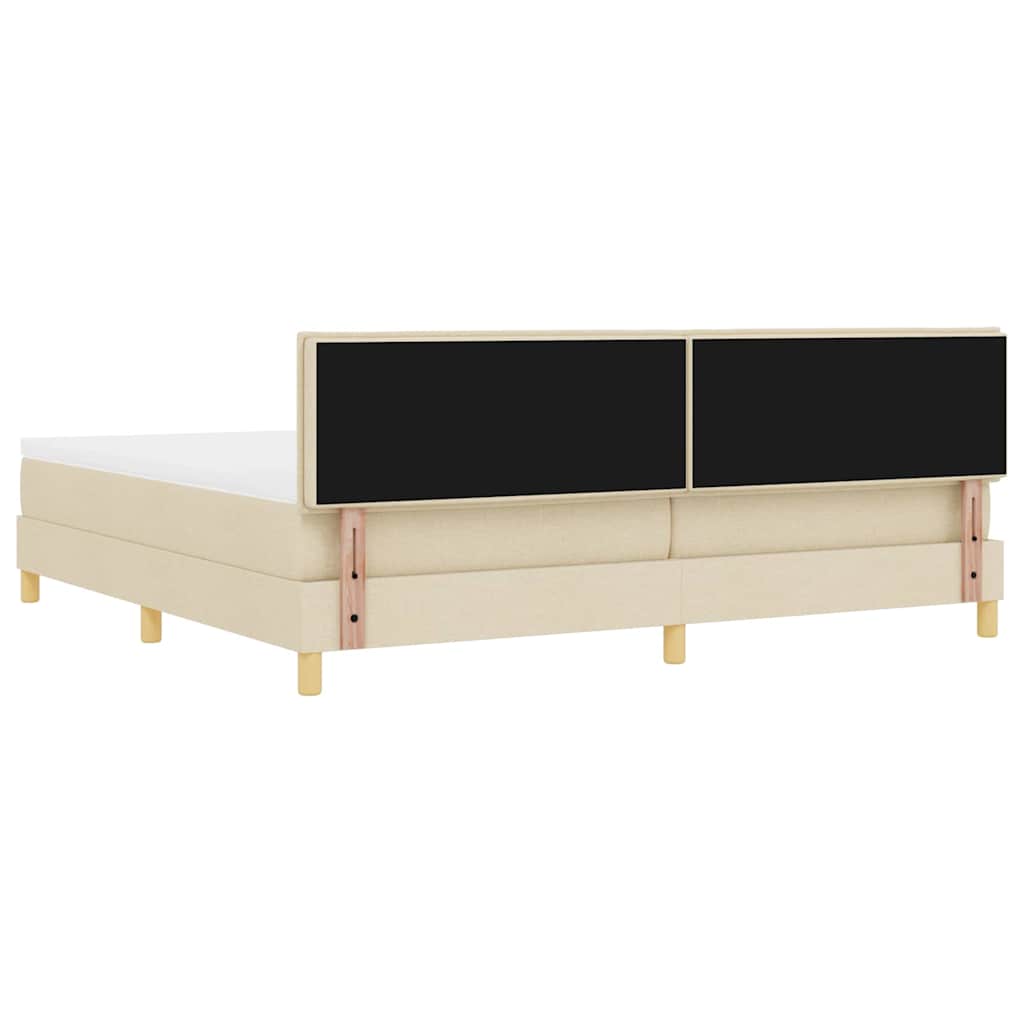 vidaXL Łóżko sprężynowe z poduszką Kremowy 200 x 200 cm tkanina