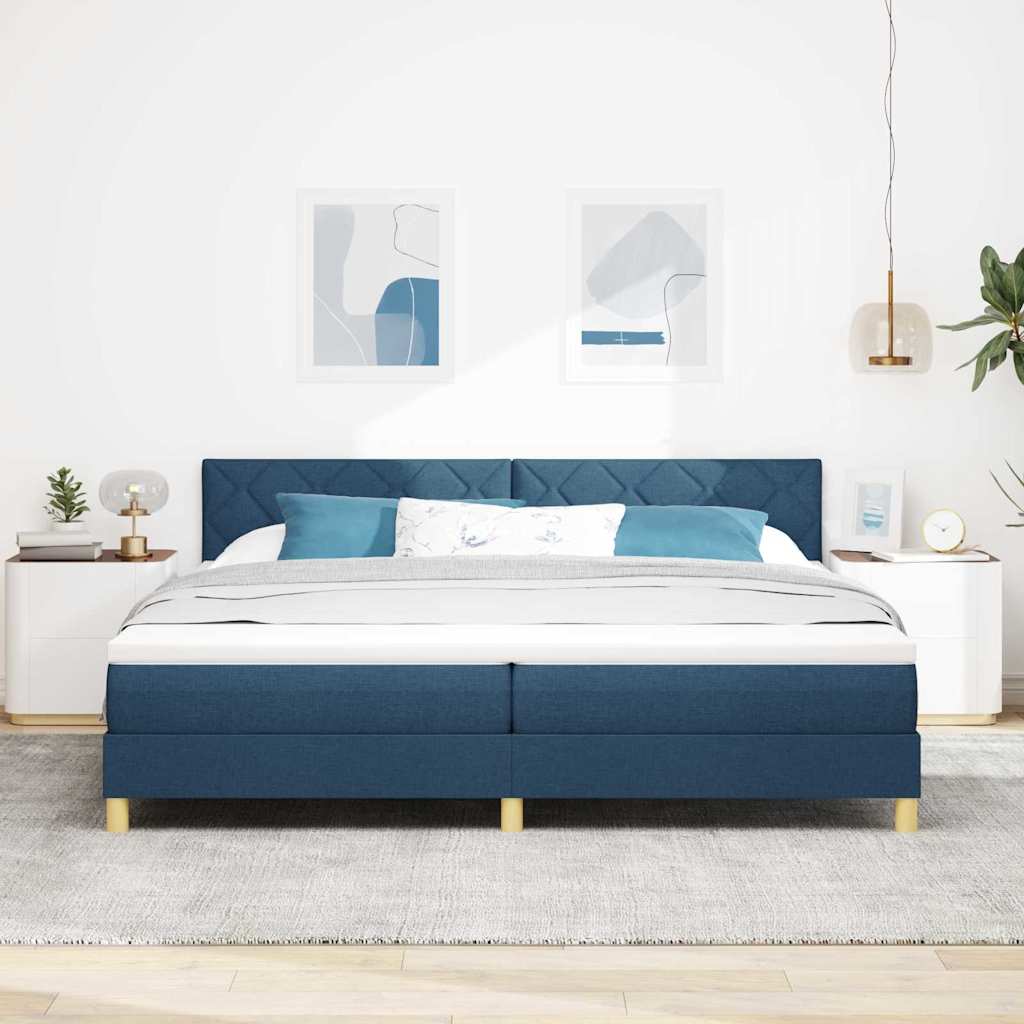 vidaXL Łóżko sprężynowe z poduszką Niebieski 200 x 200 cm tkanina