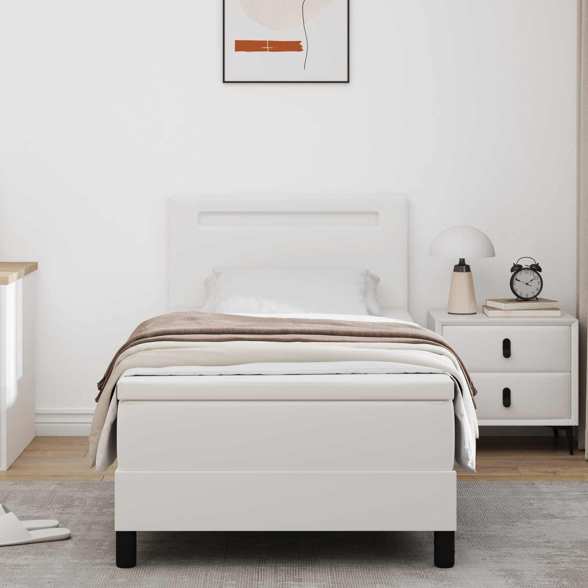 vidaXL Łóżko sprężynowe Biały 90 x 190 cm Skóra syntetyczna
