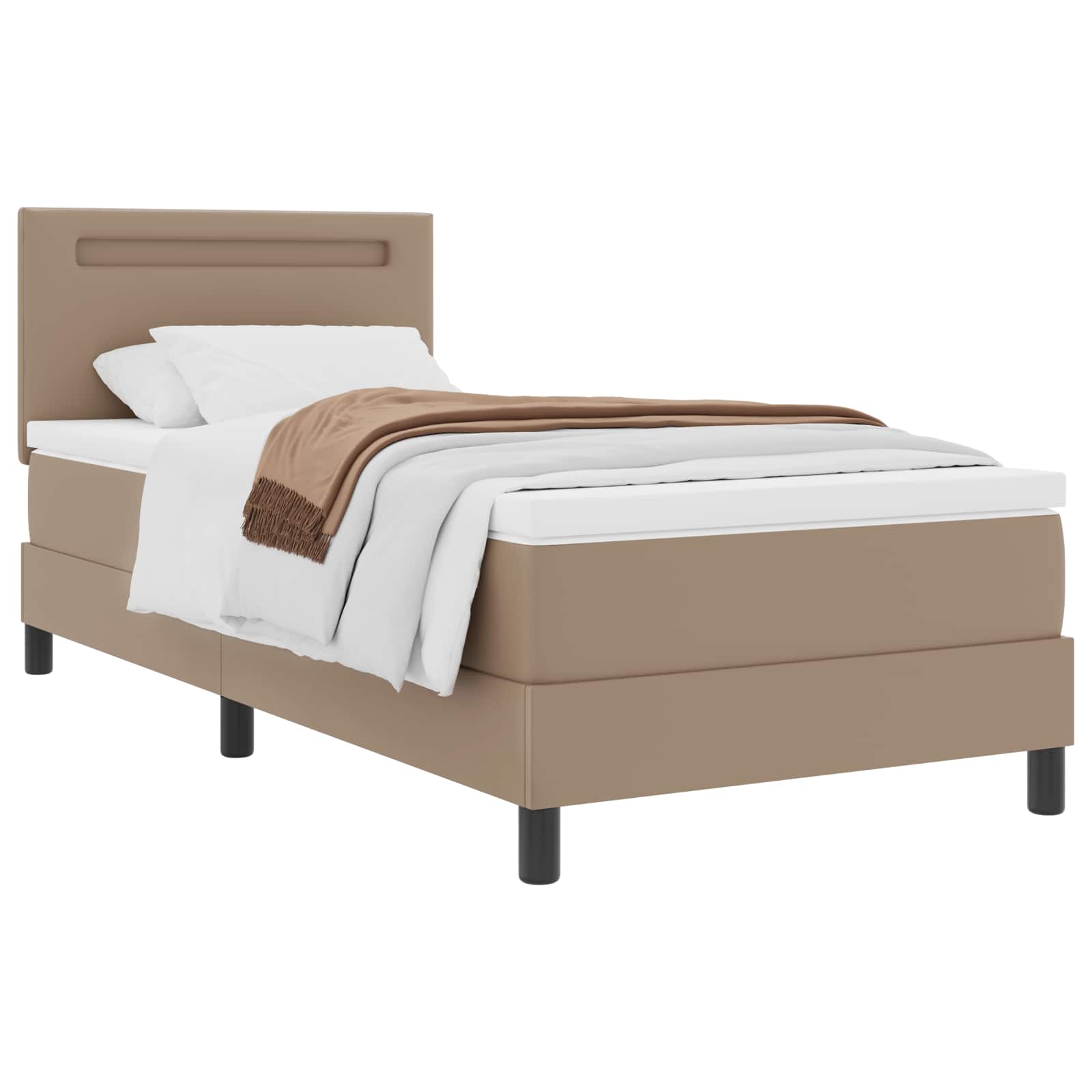 vidaXL Łóżko sprężynowe Cappuccino 90 x 190 cm Skóra syntetyczna