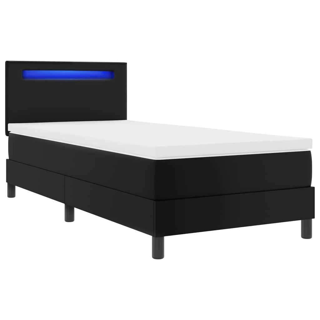 vidaXL Łóżko sprężynowe Czarny 90 x 200 cm Skóra syntetyczna