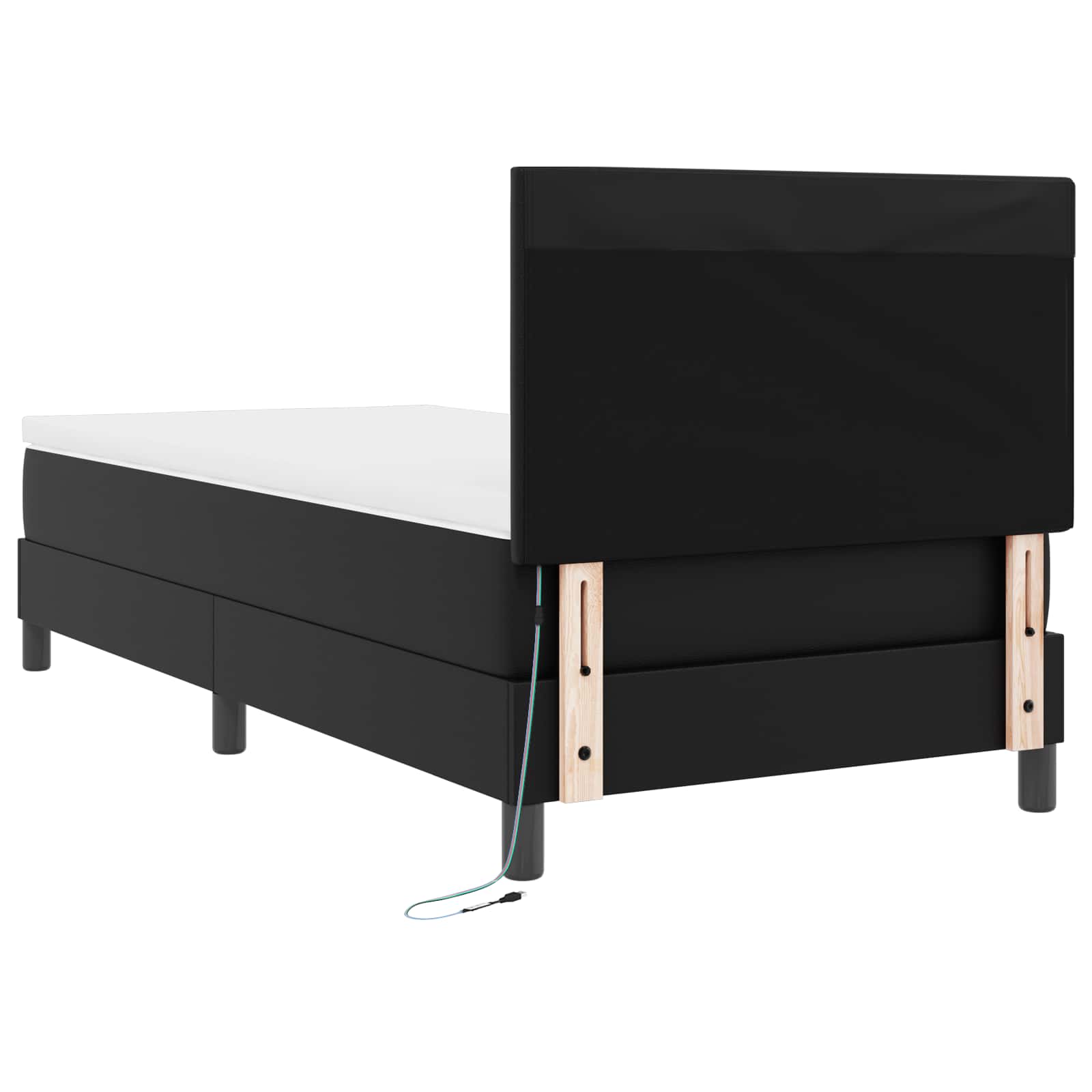 vidaXL Łóżko sprężynowe Czarny 90 x 200 cm Skóra syntetyczna