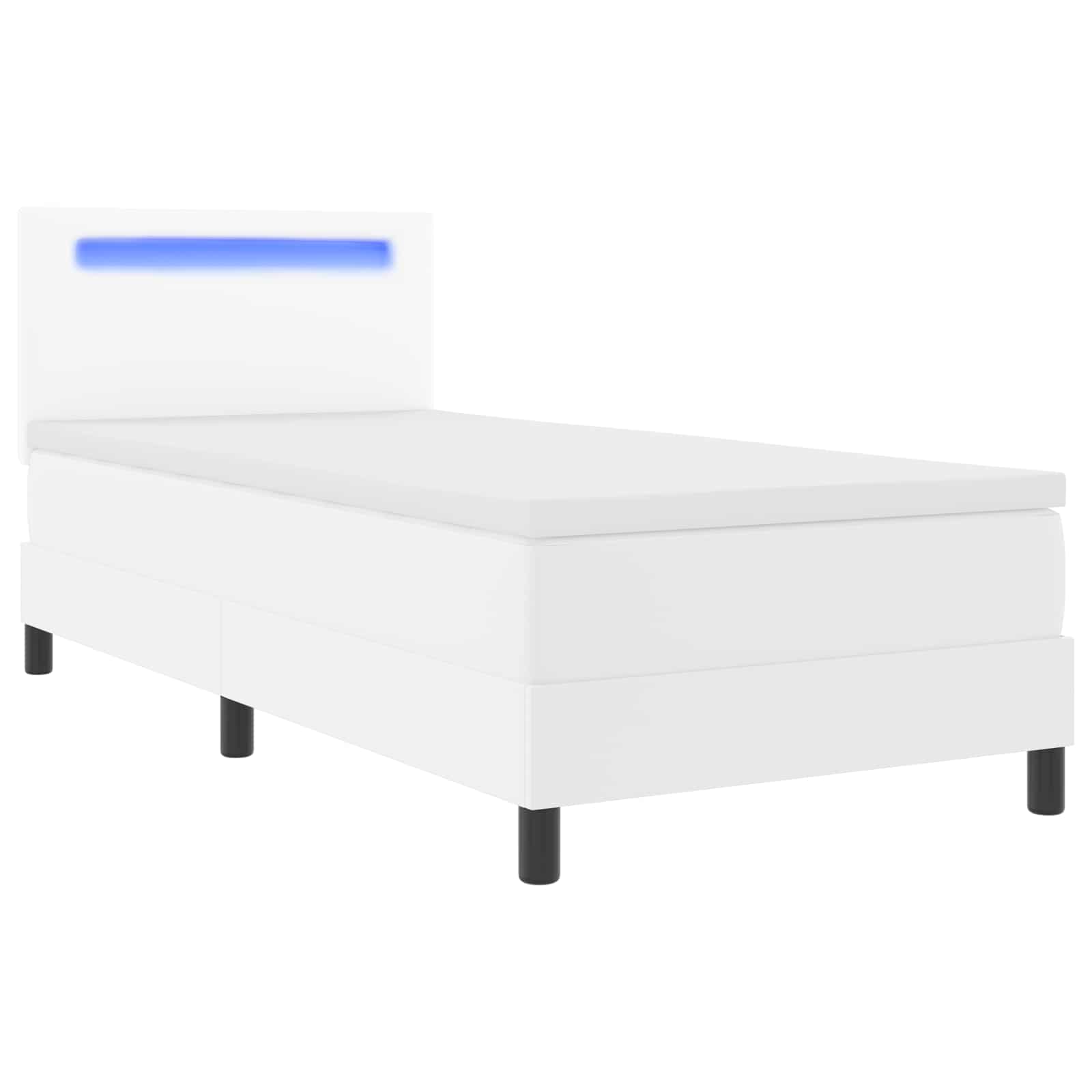 vidaXL Łóżko sprężynowe Biały 90 x 200 cm Skóra syntetyczna