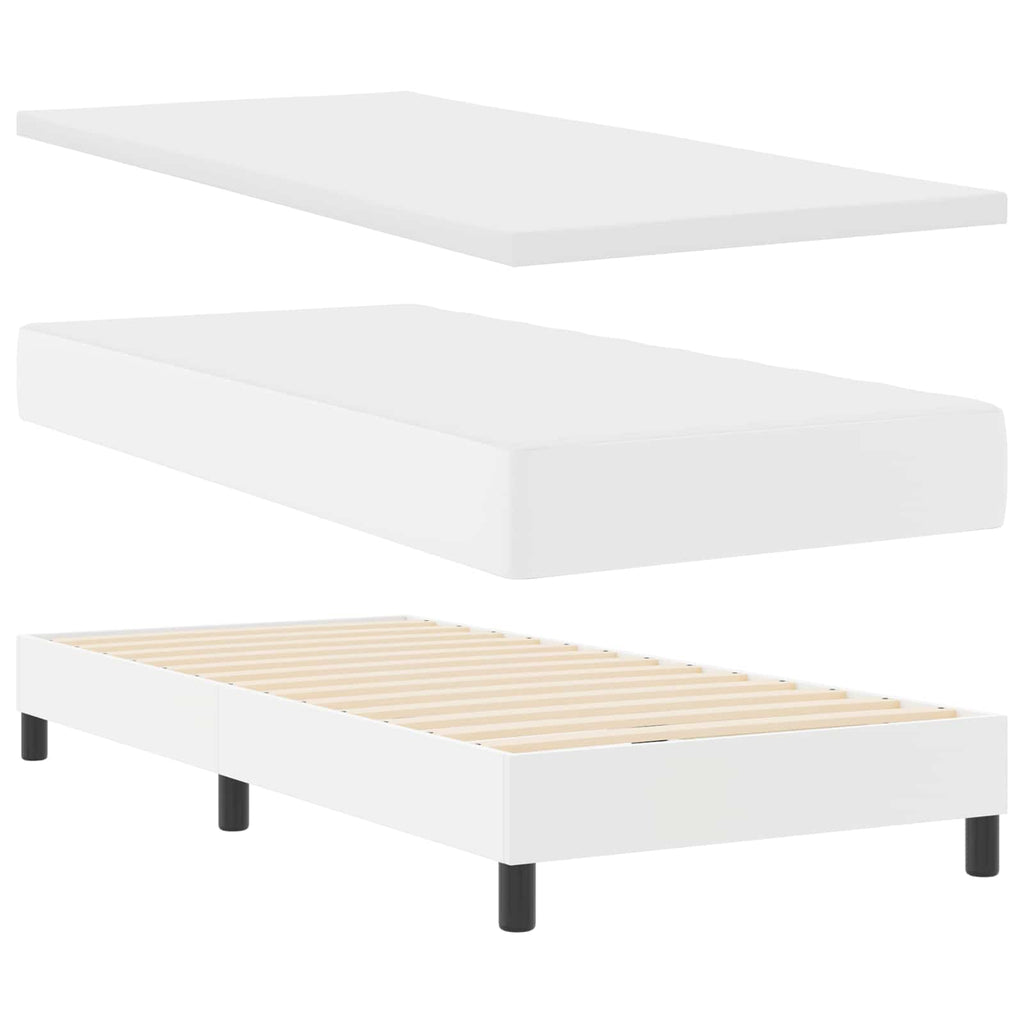 vidaXL Łóżko sprężynowe Biały 90 x 200 cm Skóra syntetyczna