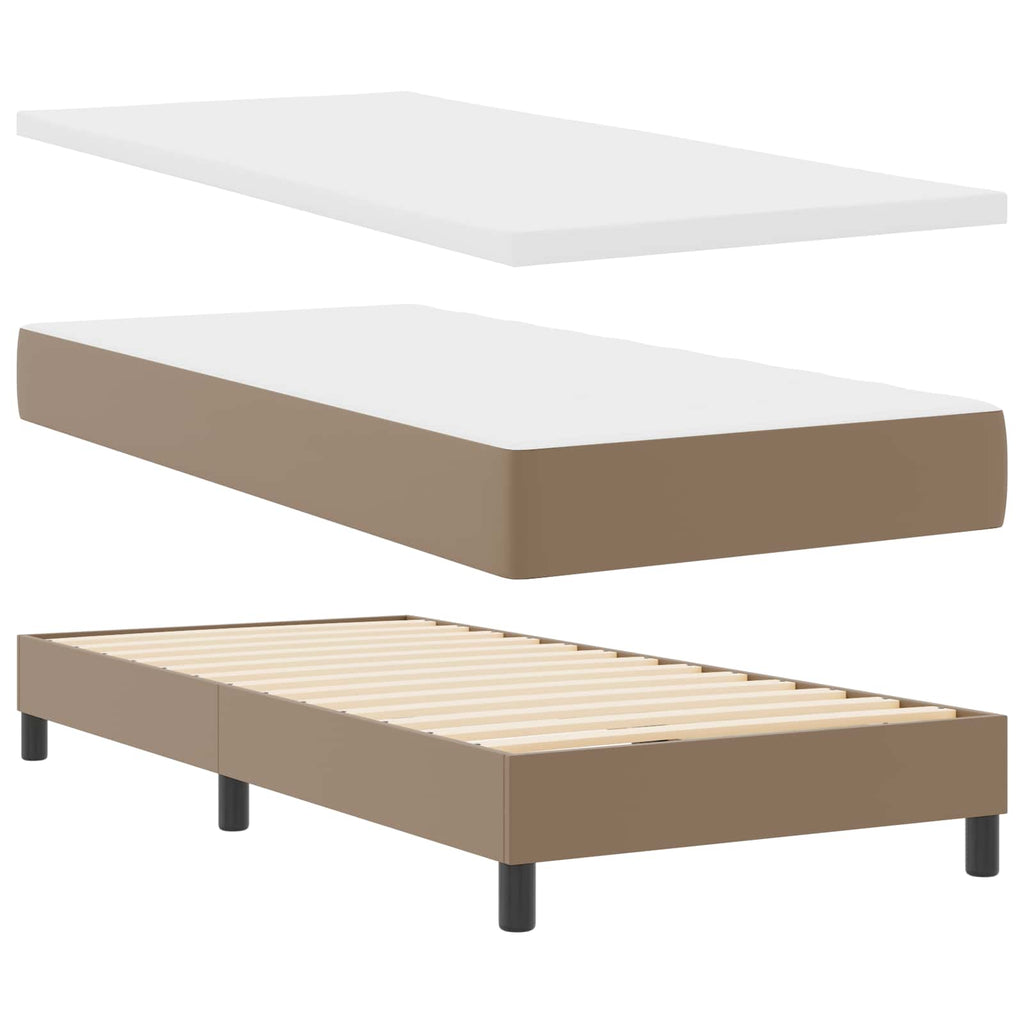 vidaXL Łóżko sprężynowe Cappuccino 90 x 200 cm Skóra syntetyczna