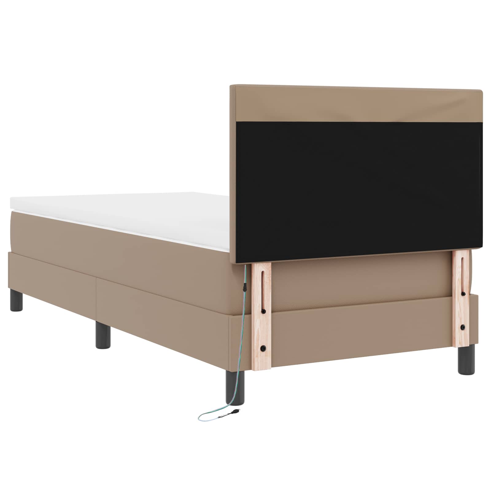 vidaXL Łóżko sprężynowe Cappuccino 90 x 200 cm Skóra syntetyczna