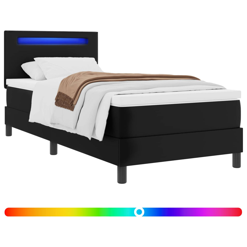 vidaXL Łóżko sprężynowe Czarny 100 x 200 cm Skóra syntetyczna