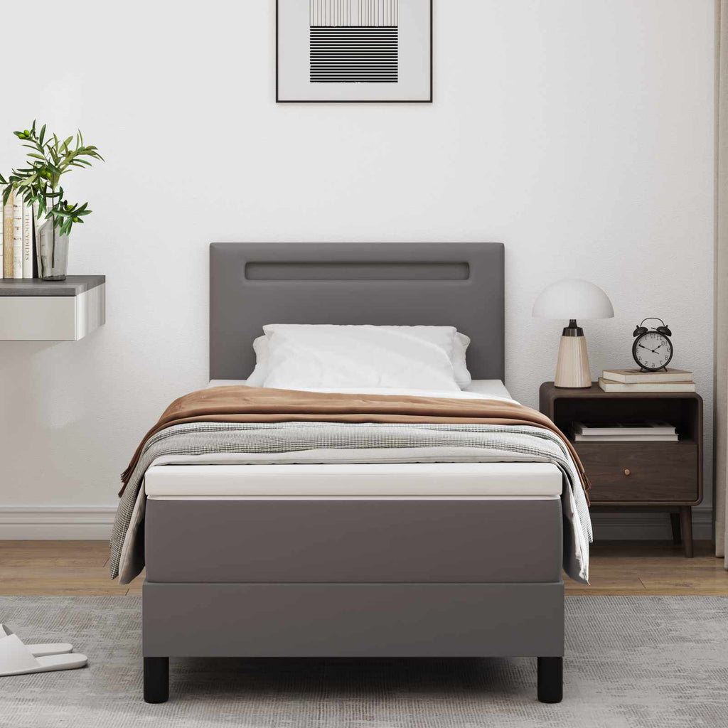 vidaXL Łóżko sprężynowe Szary 100 x 200 cm Skóra syntetyczna