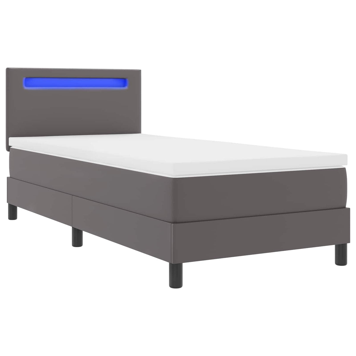 vidaXL Łóżko sprężynowe Szary 100 x 200 cm Skóra syntetyczna