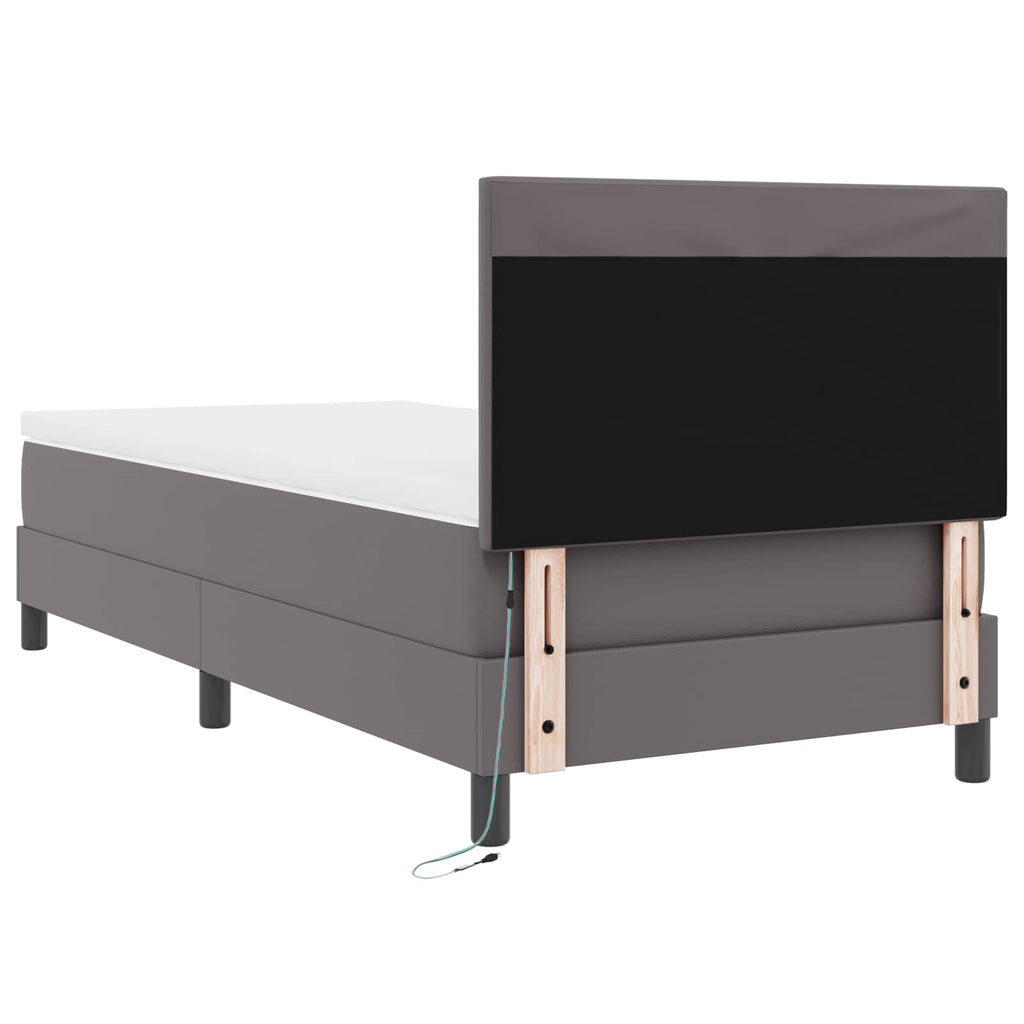 vidaXL Łóżko sprężynowe Szary 100 x 200 cm Skóra syntetyczna