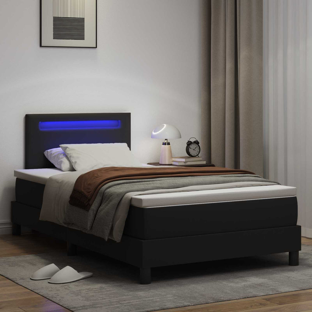 vidaXL Łóżko sprężynowe Czarny 120 x 190 cm Skóra syntetyczna