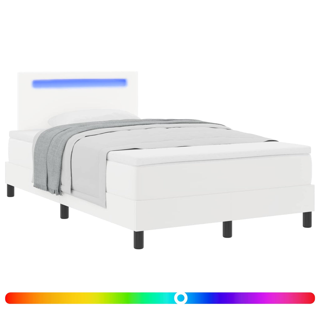 vidaXL Łóżko sprężynowe Biały 120 x 190 cm Skóra syntetyczna