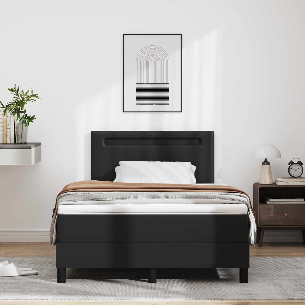 vidaXL Łóżko sprężynowe Czarny 120 x 200 cm Skóra syntetyczna