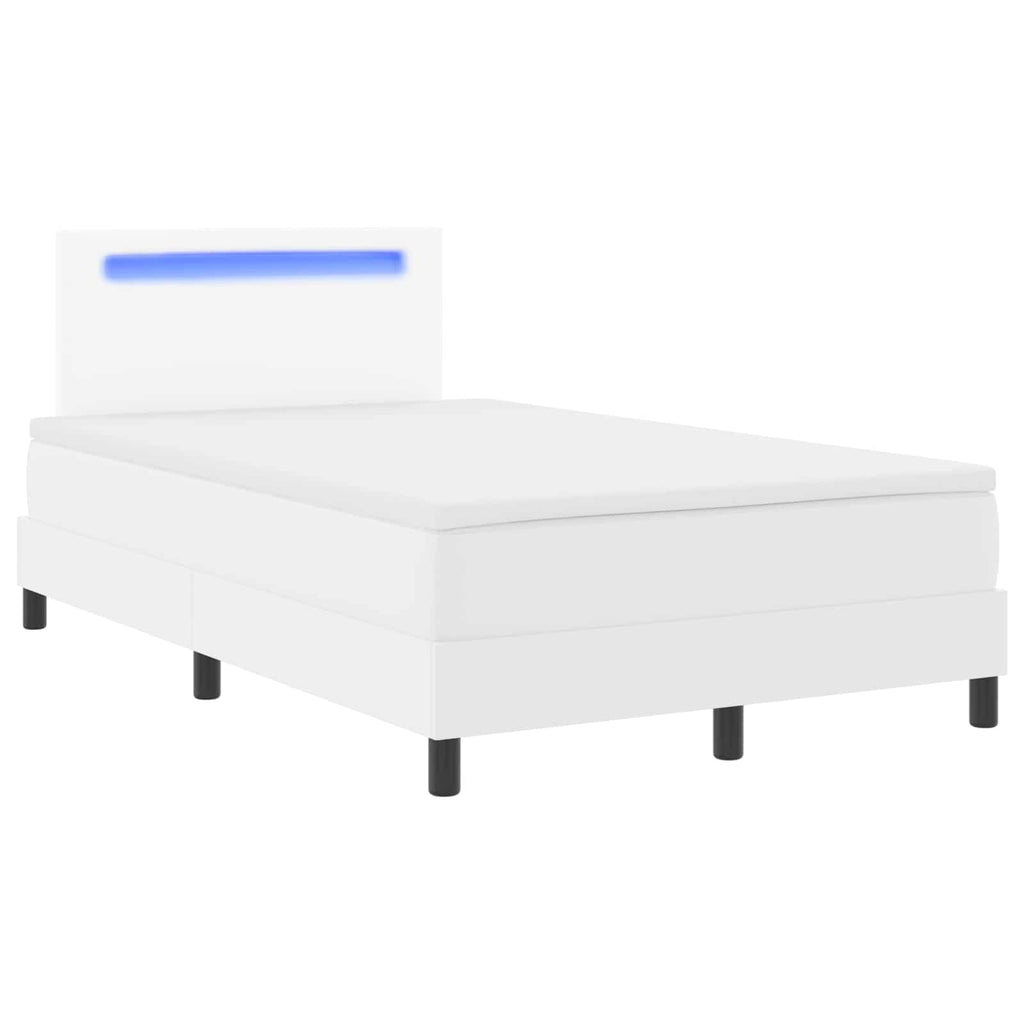 vidaXL Łóżko sprężynowe Biały 120 x 200 cm Skóra syntetyczna