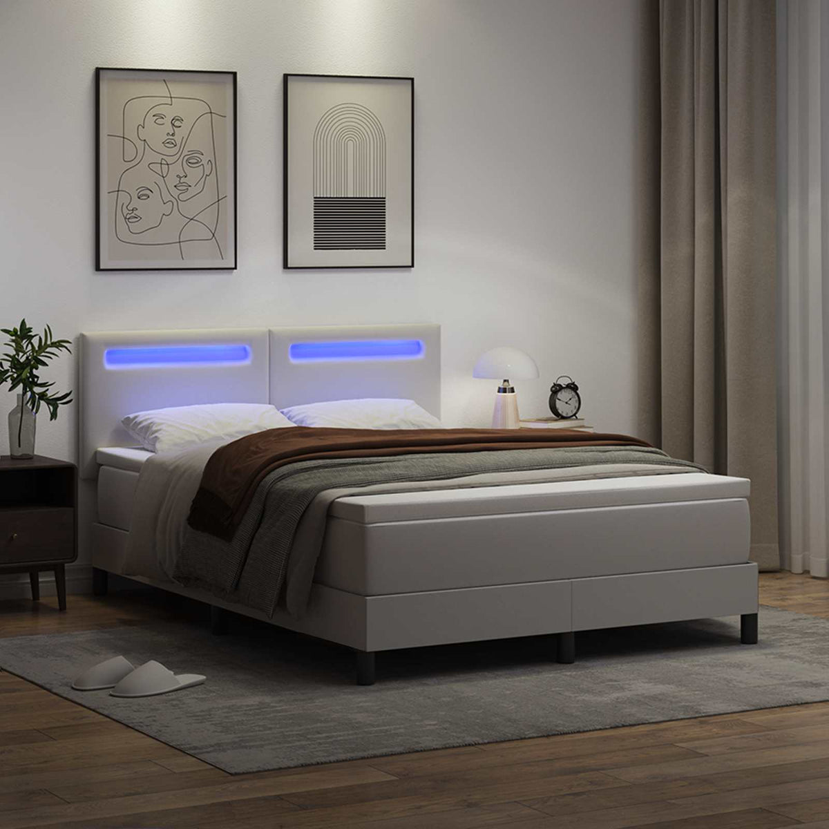 vidaXL Łóżko sprężynowe Biały 140 x 190 cm Skóra syntetyczna