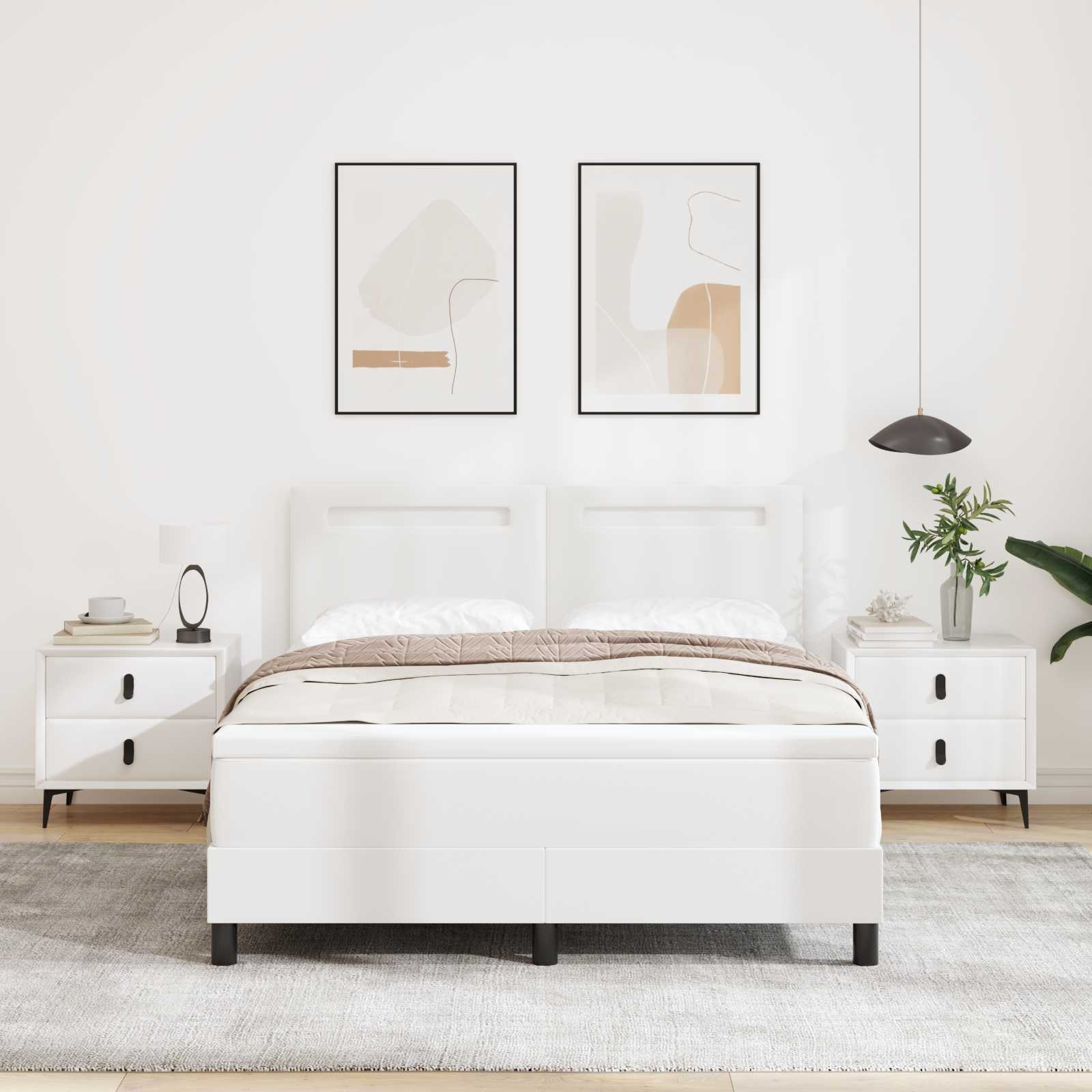 vidaXL Łóżko sprężynowe Biały 140 x 190 cm Skóra syntetyczna